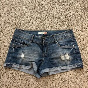 Paris Blues Dark Blue Distressed Denim Shortalls